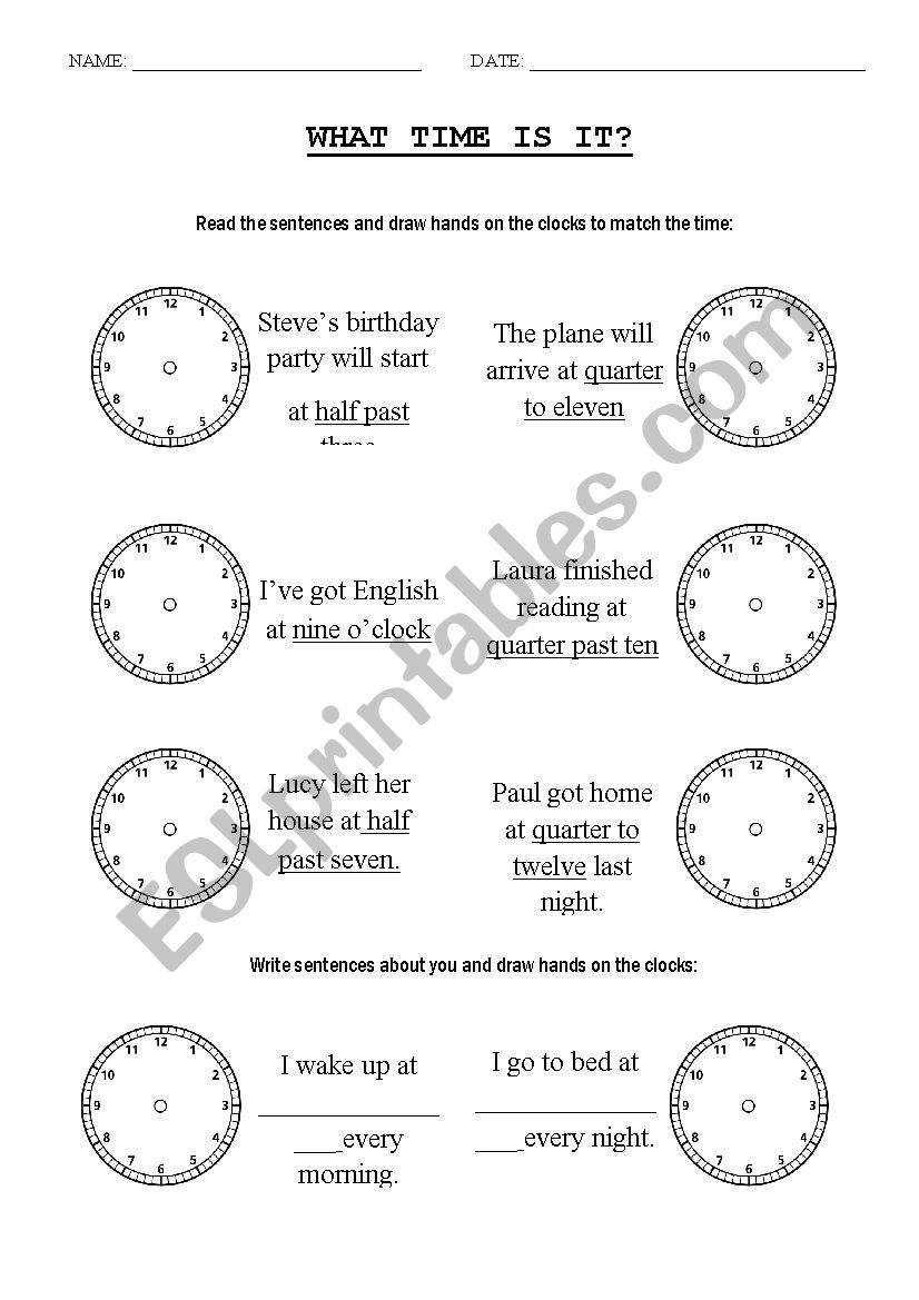What Time is it? worksheet