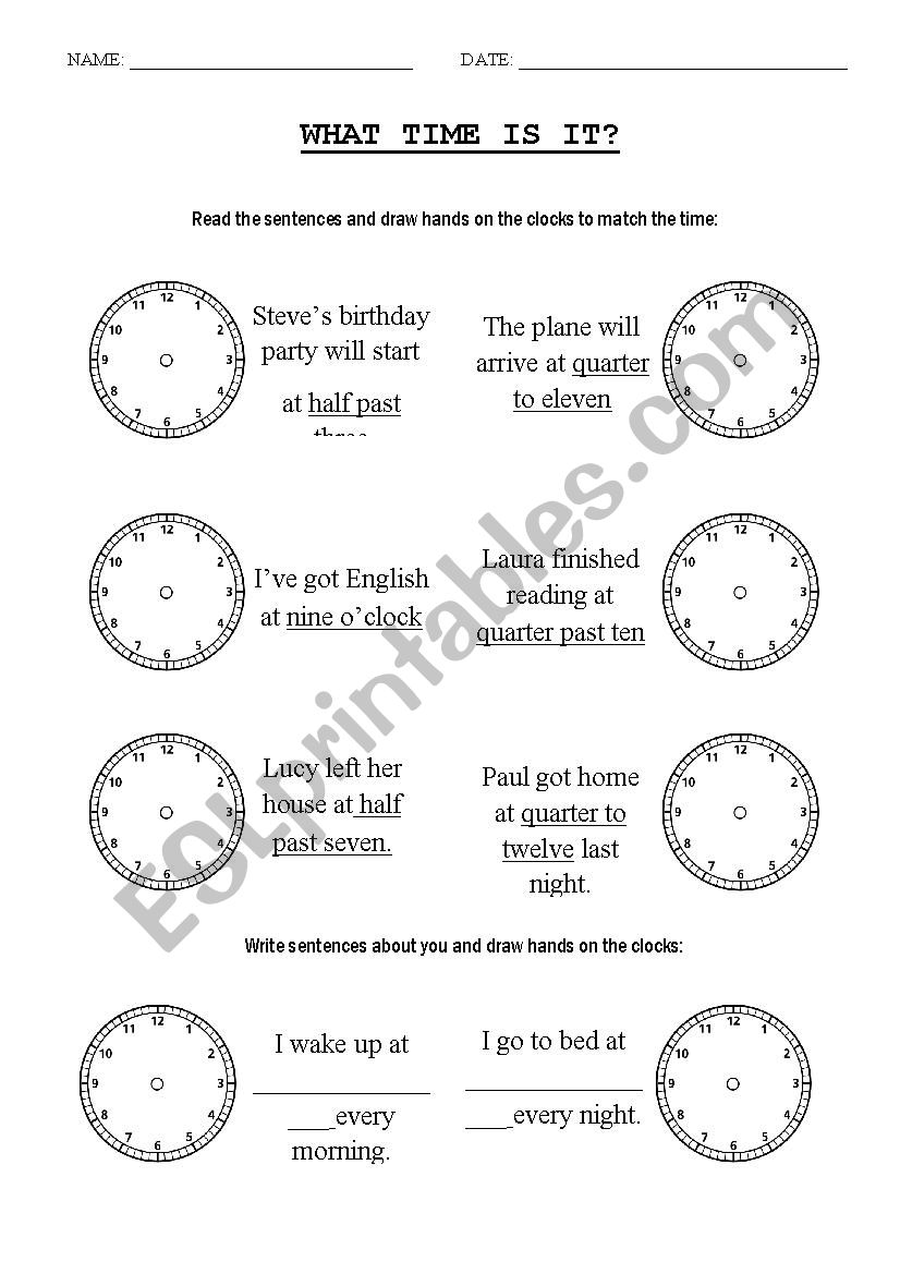 What Time is it? worksheet