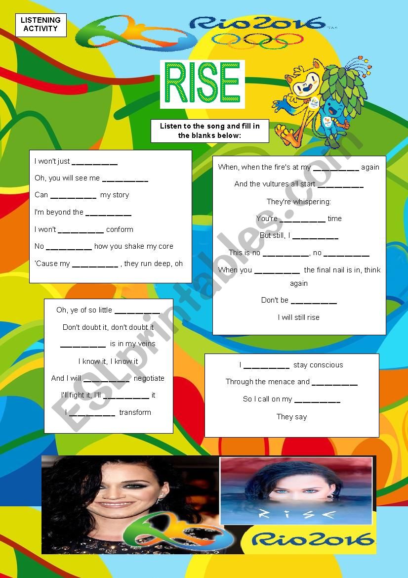 Rise - Olympics Rio 2016 worksheet