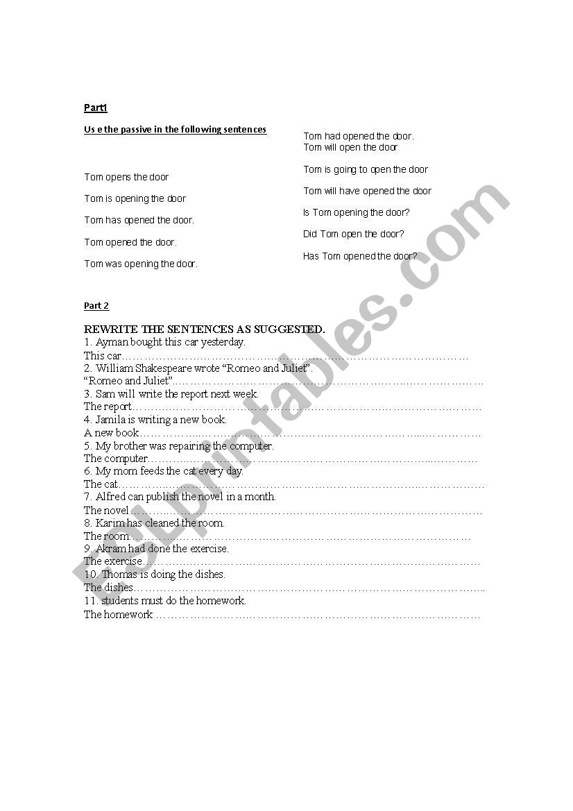 Passive voice worksheet