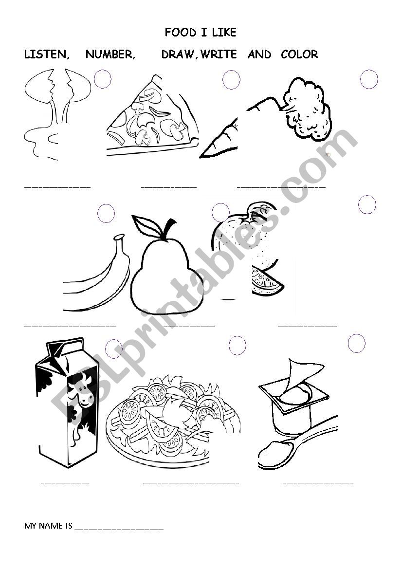 FOOD I LIKE worksheet