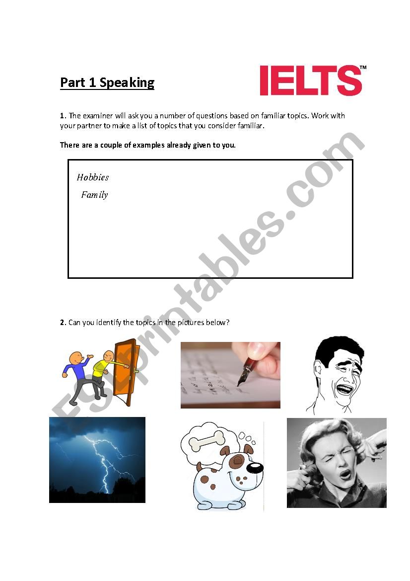 Part 1 Speaking - IELTS worksheet