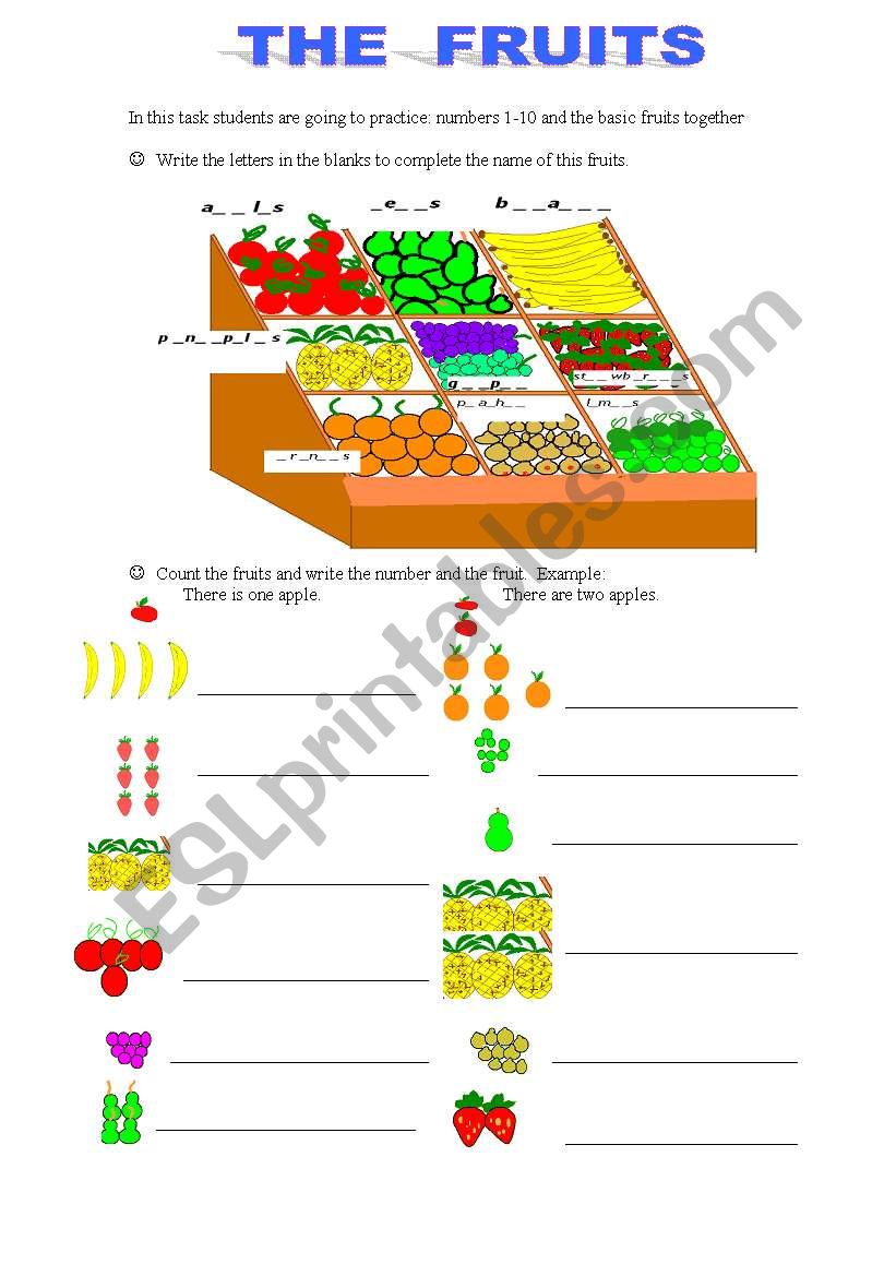 THE FRUITS worksheet