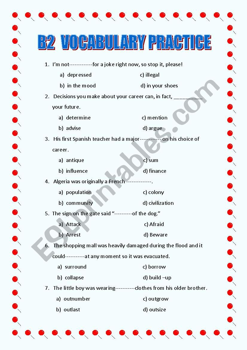 ECCE-B2- VOCABULARY PRACTICE worksheet