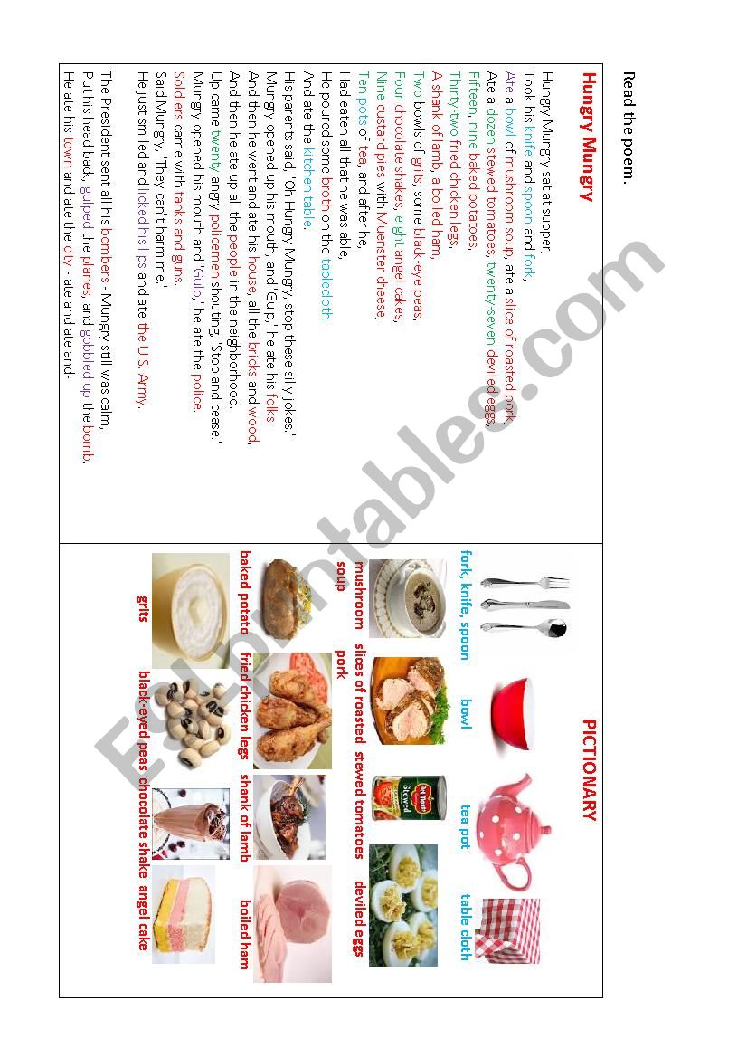 HUNGRY MUNGRY (a poem + tasks)