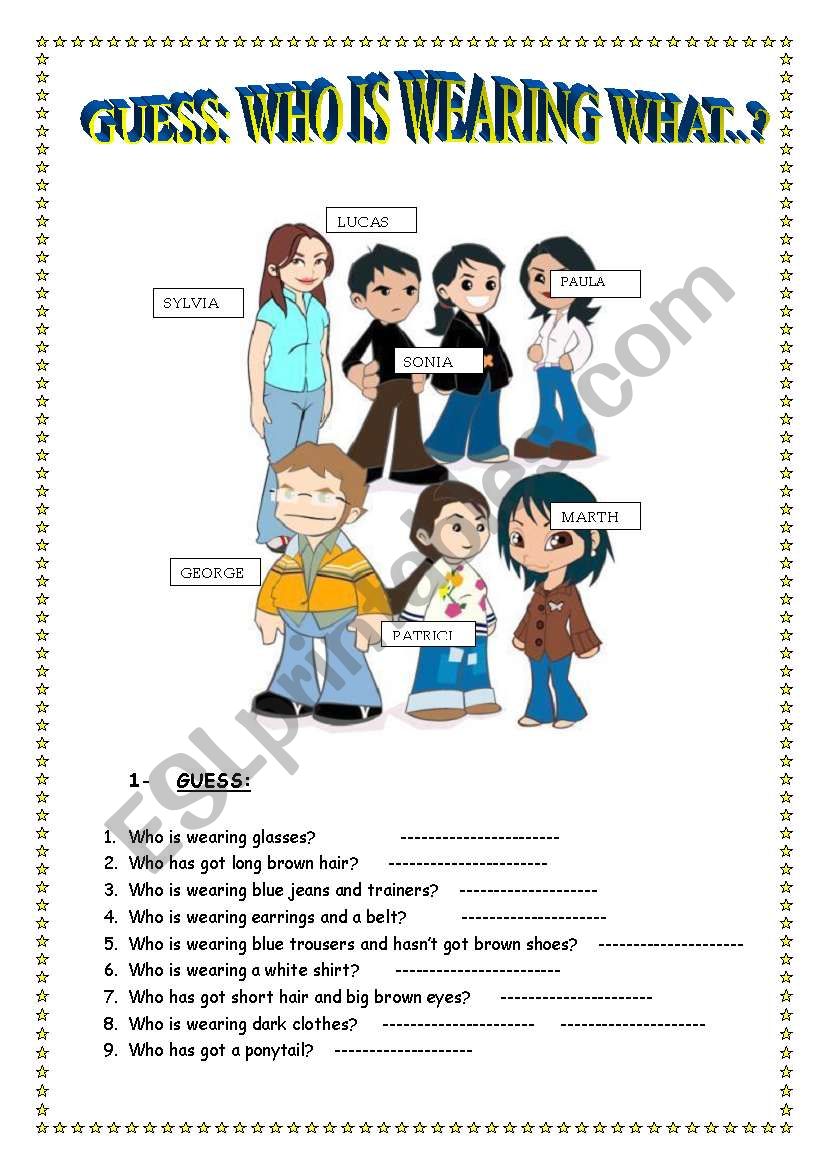 WHO IS WEARING WHAT...? worksheet