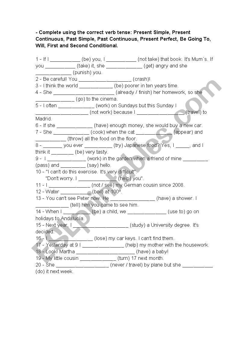 Proofreading To Identifying The Correct Verb Tense Worksheet