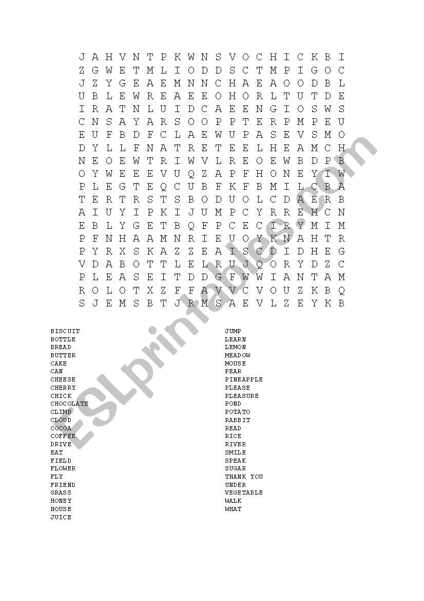 Word search worksheet