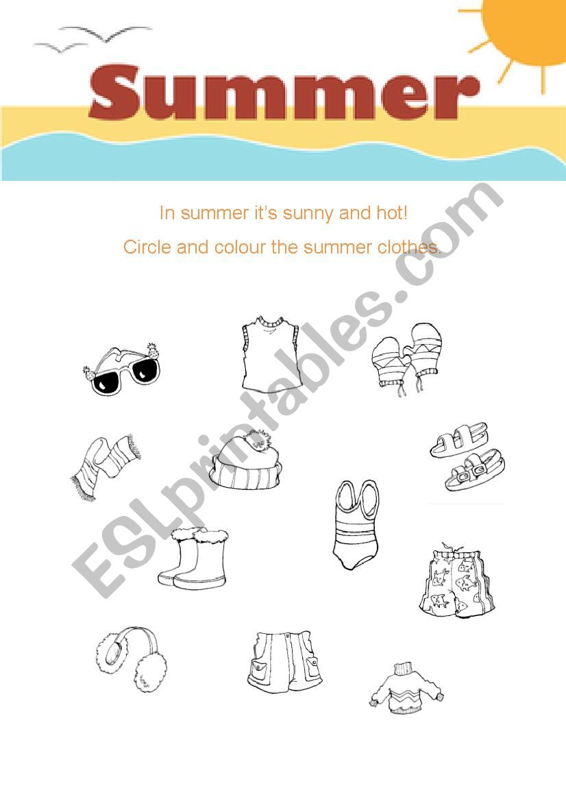 Summer Clothes worksheet