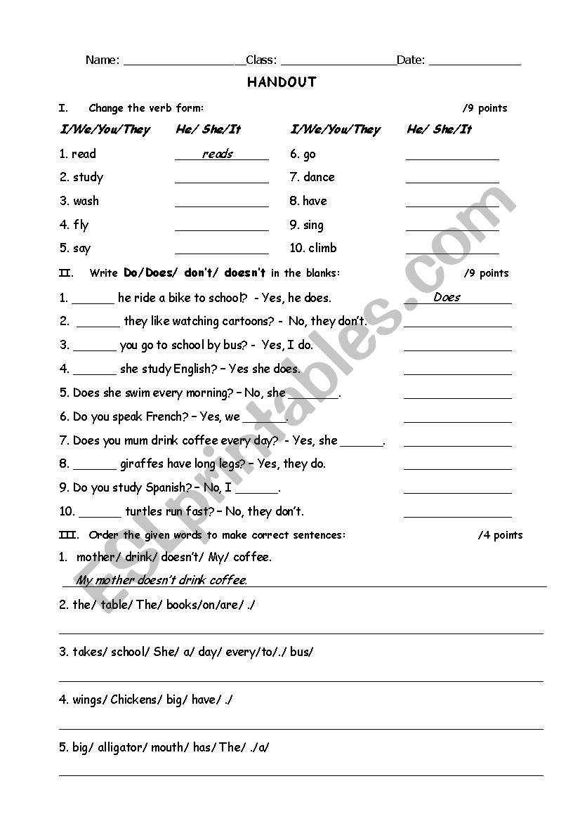 Present Simple Review worksheet