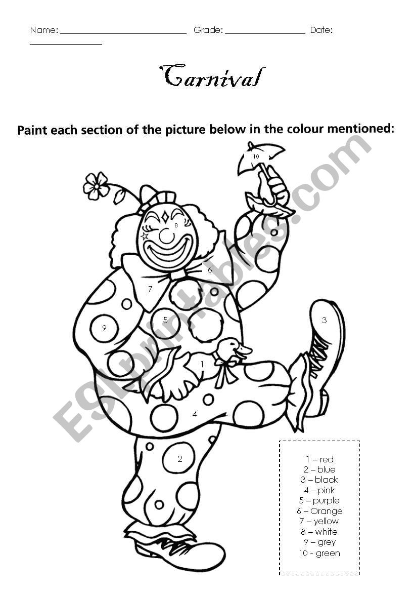 carnival worksheet