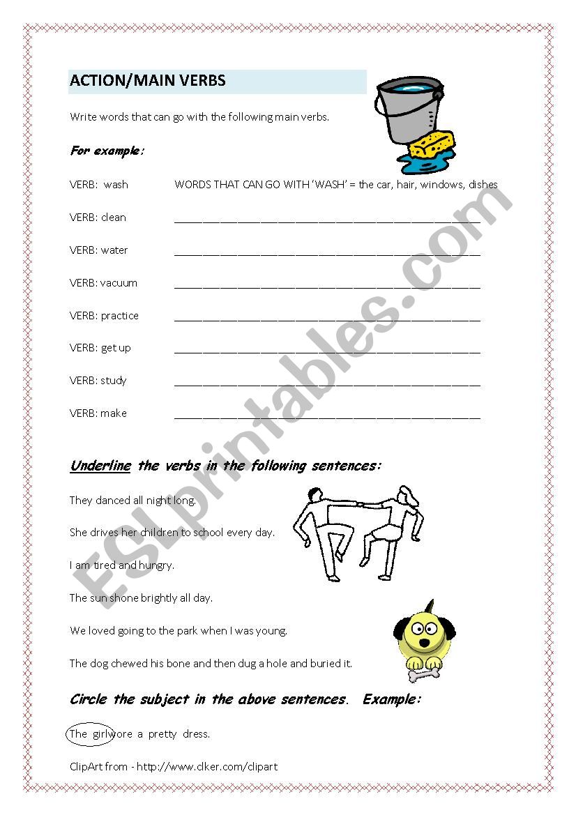 Action Verbs worksheet