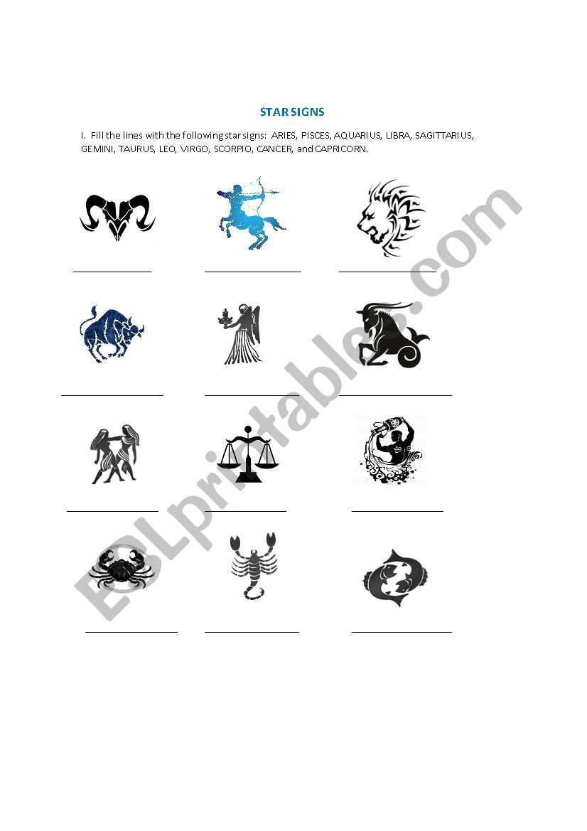 Star Signs worksheet