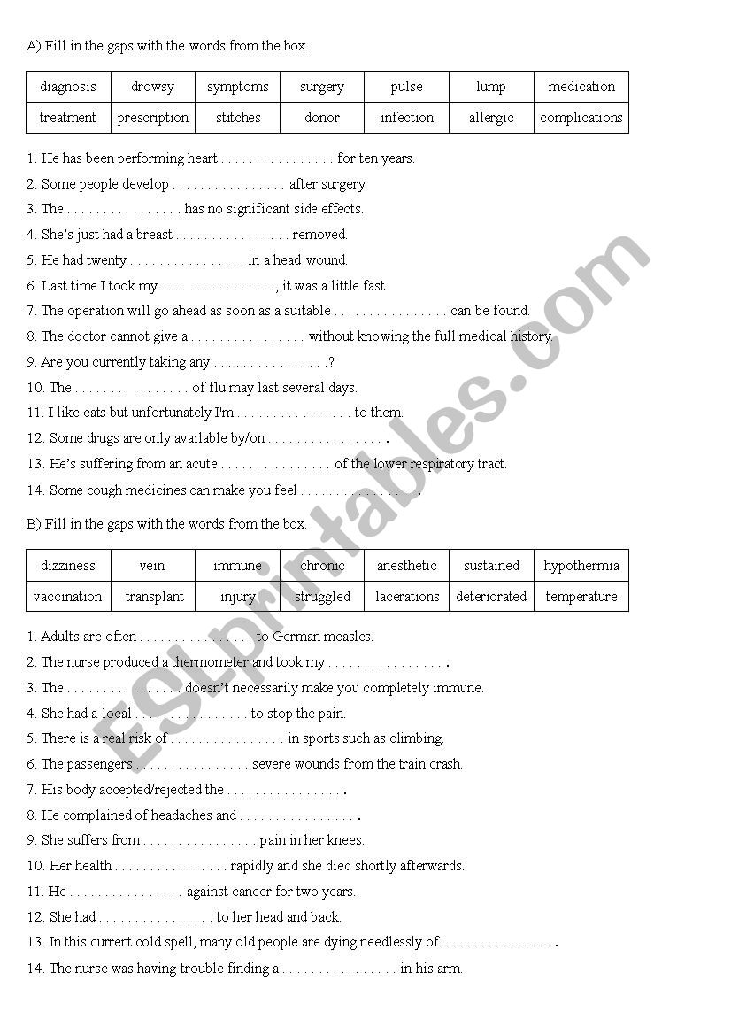 Paramedics 03 worksheet