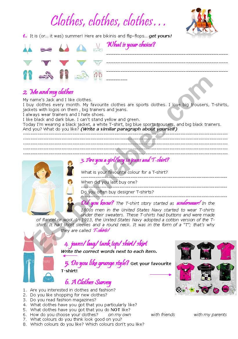 Clothes, clothes, clothes... worksheet