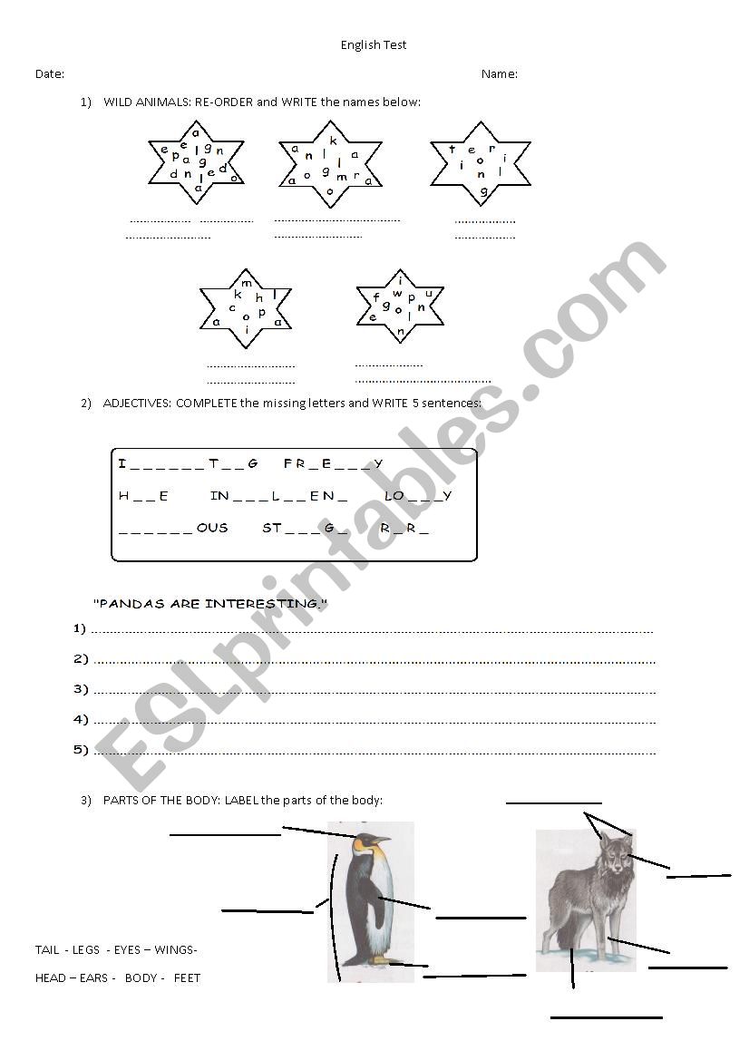 Test for elementary level adolescents 