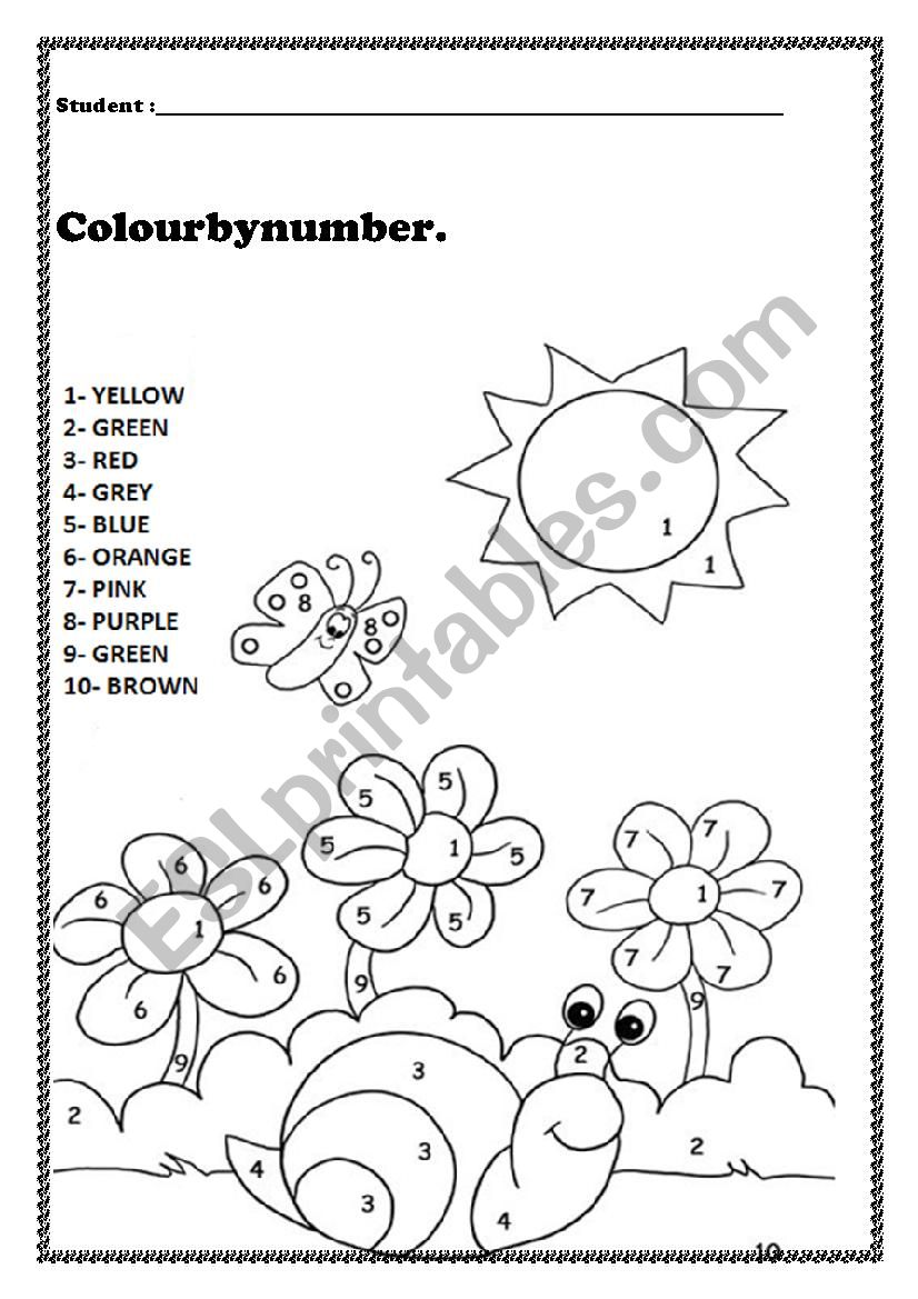 Colours worksheet