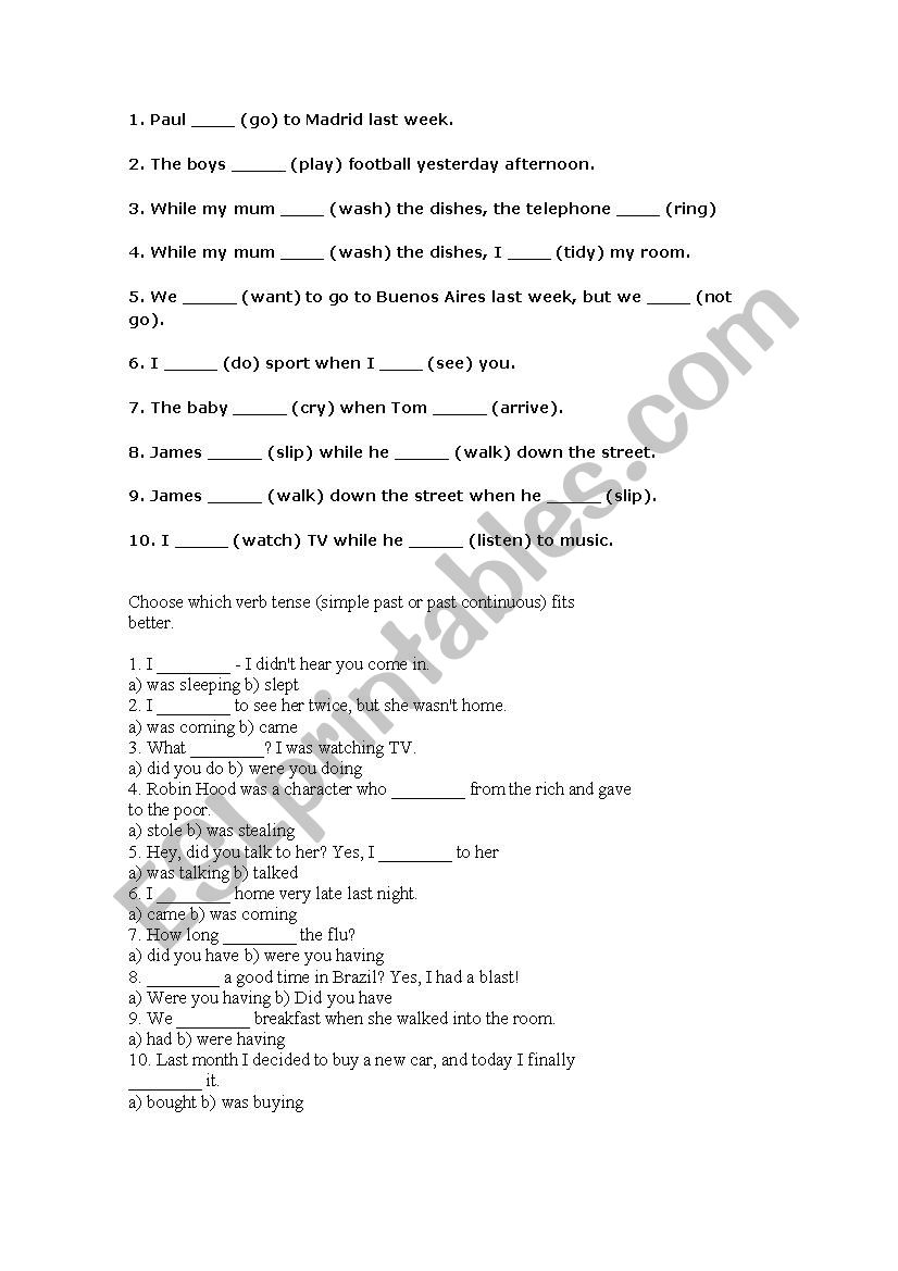 Past Simple worksheet