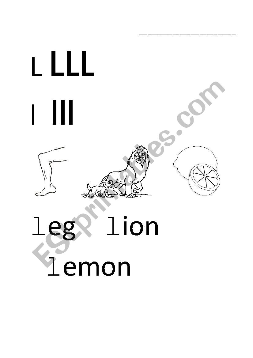 letter L phonics worksheet