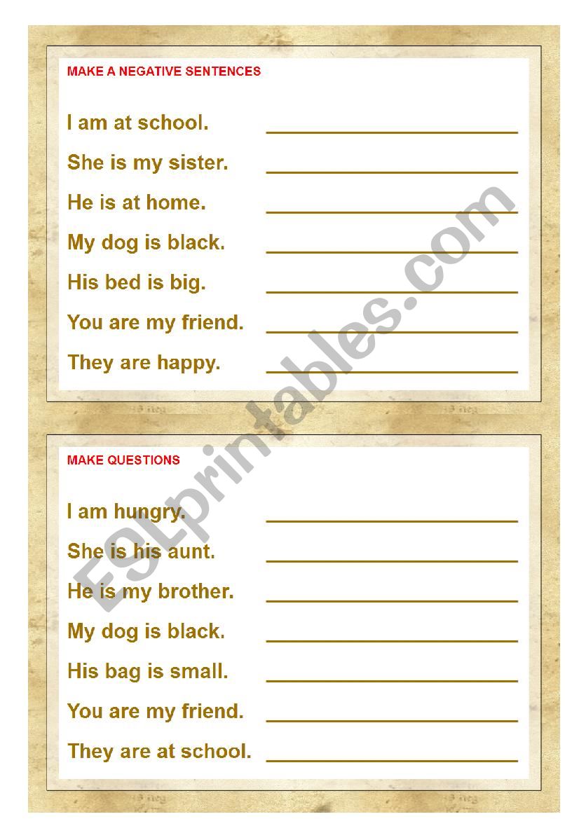 To be verb worksheet