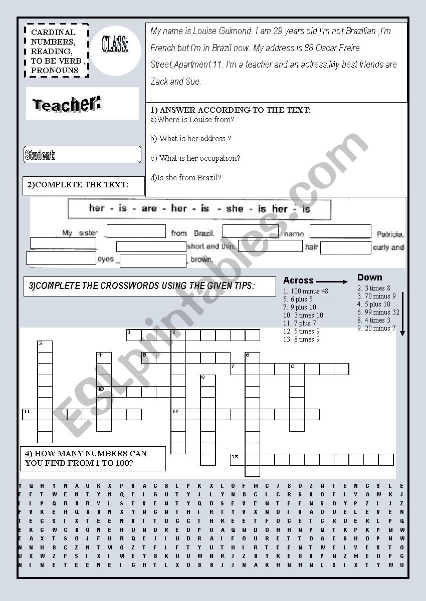 Numbers,reading,pronouns and to be verb ( basic) 