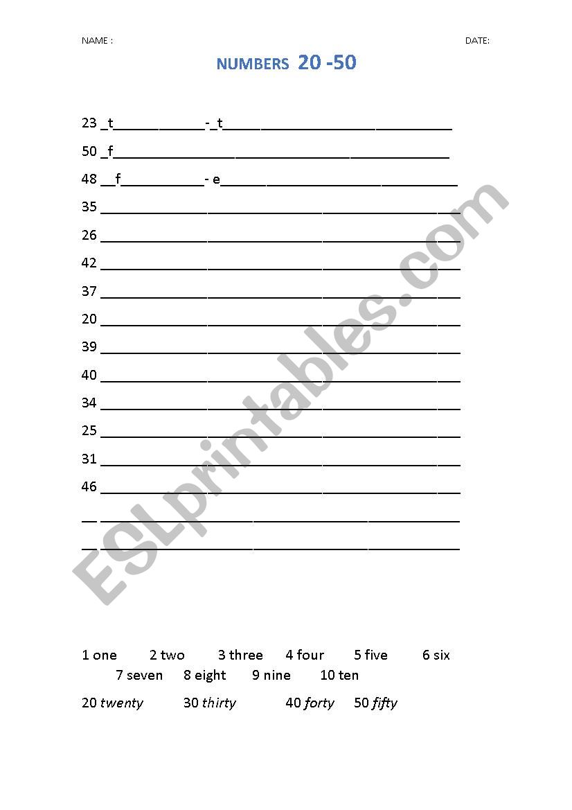 numbers-20-50-esl-worksheet-by-elena-green-eyes