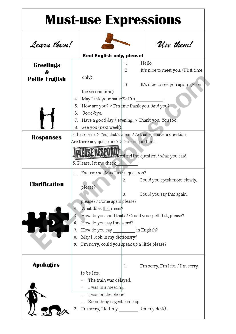 Essential every day English expressions