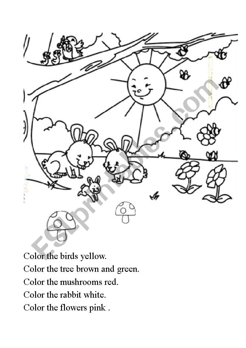 Color the spring worksheet