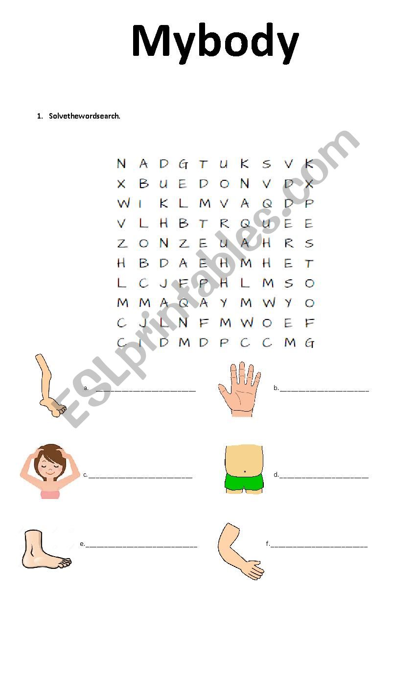 Body vocabulary worksheet