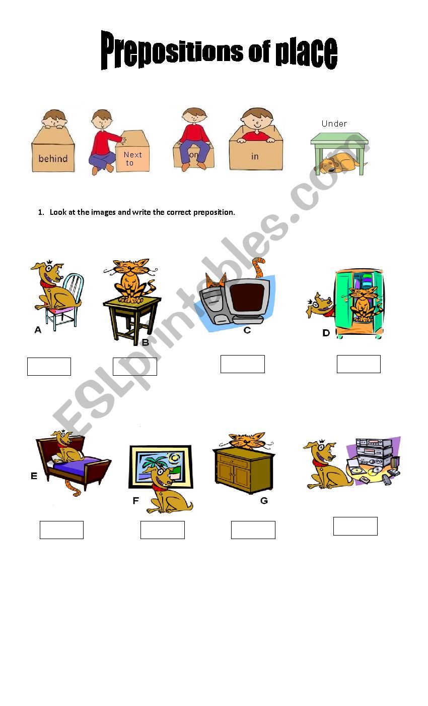 prepositions of place worksheet