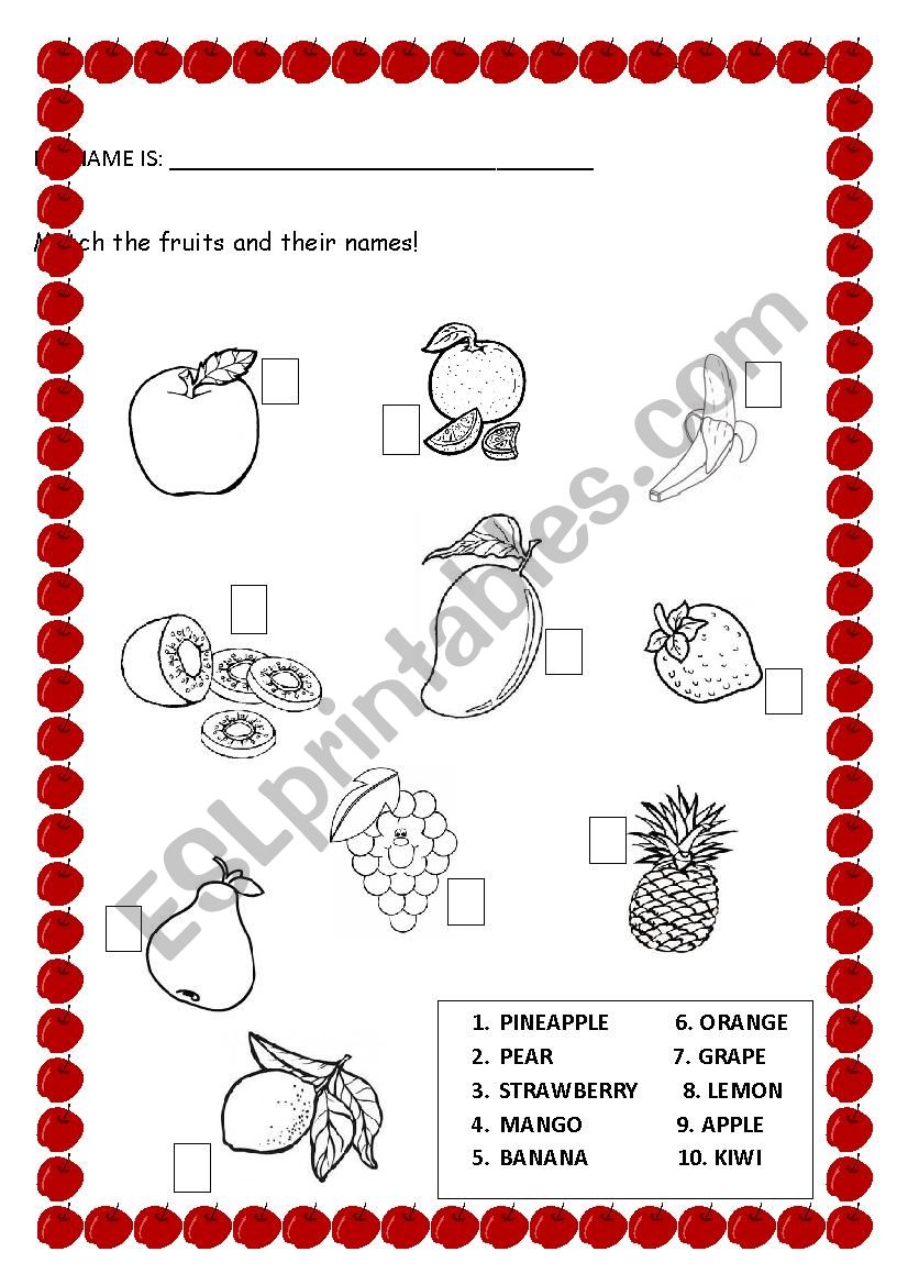 Fruits worksheet