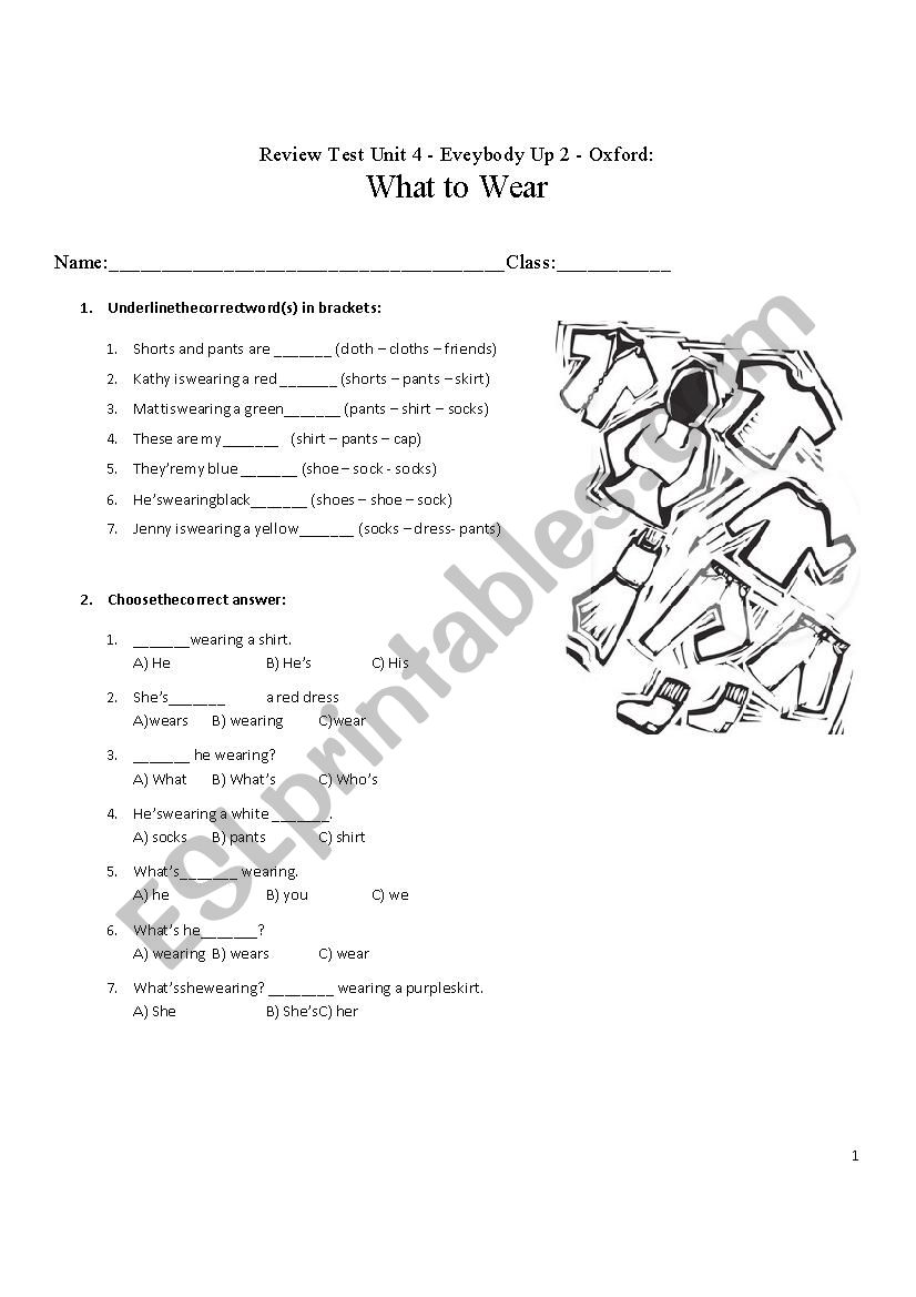 What to wear worksheet