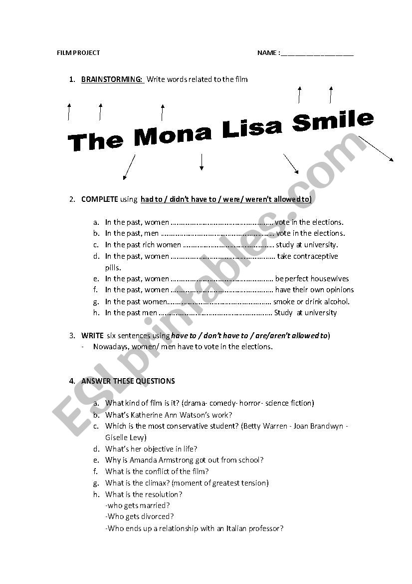 The Mona Lisa Smile film project