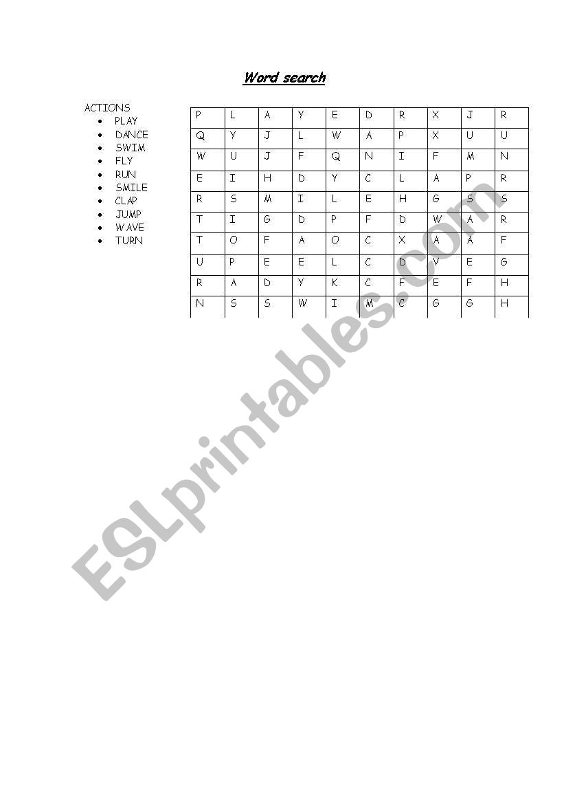 wordsearch worksheet