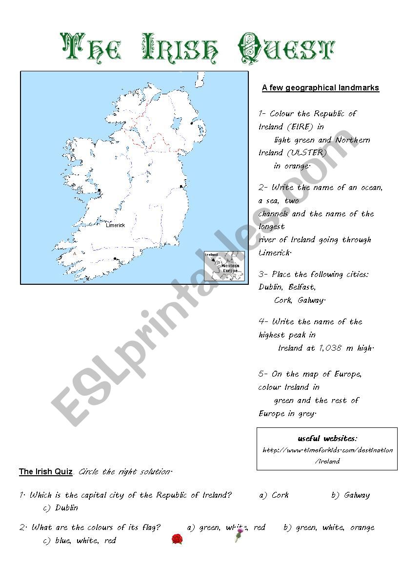 The Irish Webquest worksheet