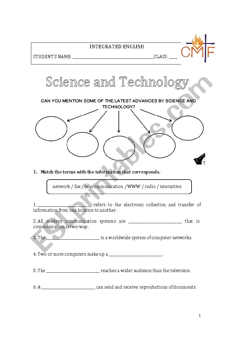 Science and Technology worksheet
