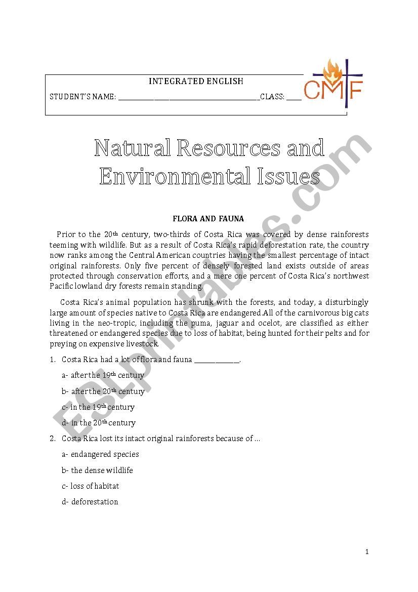 Natural Resources and Environmental Issues