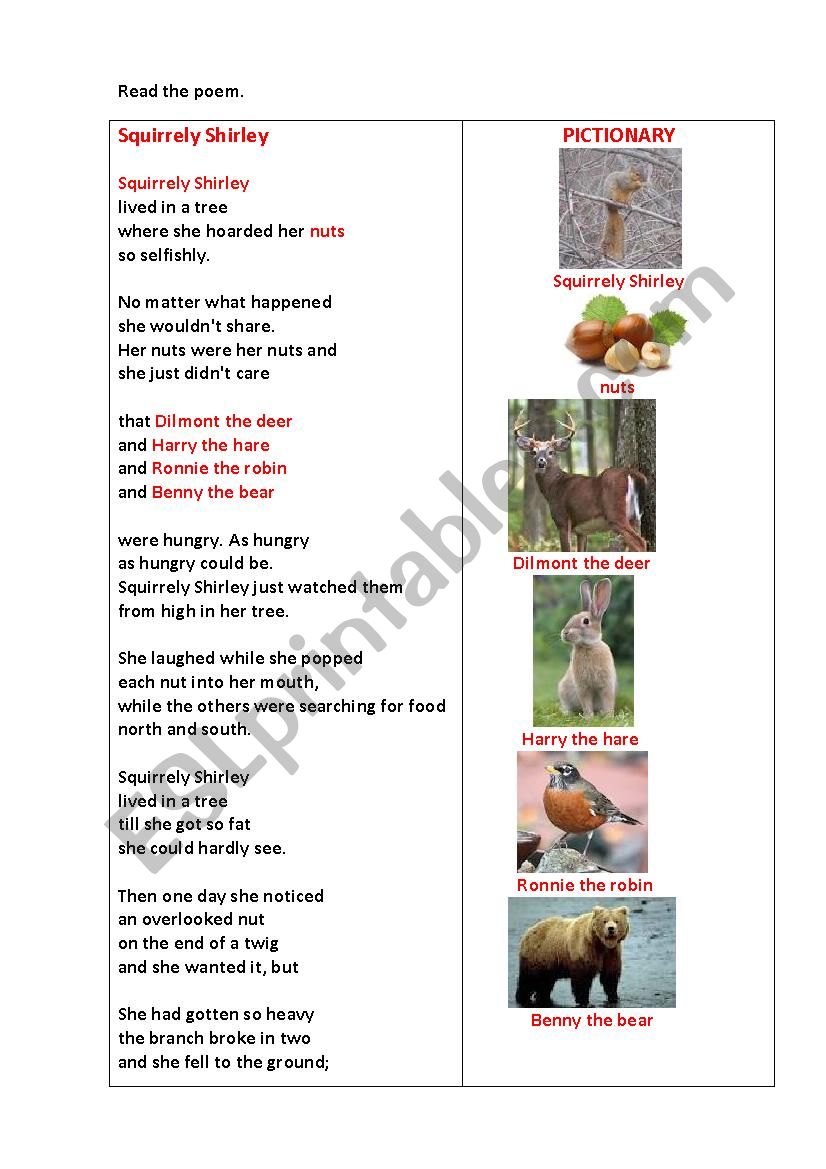 Squirrely Shirley (a poem + questions)