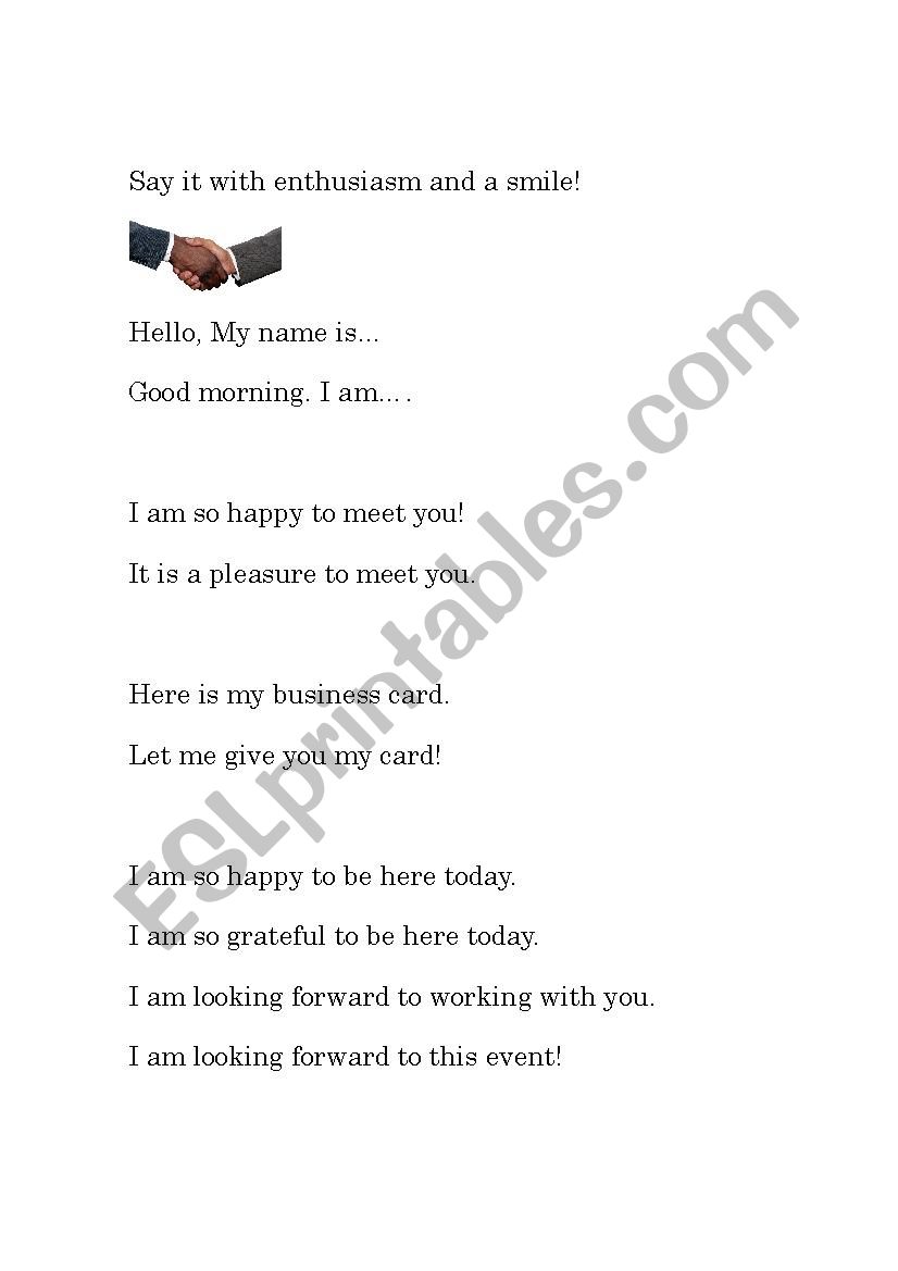 Say it with a smile worksheet
