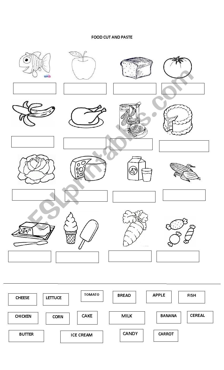 FOOD CUT AND PASTE  worksheet