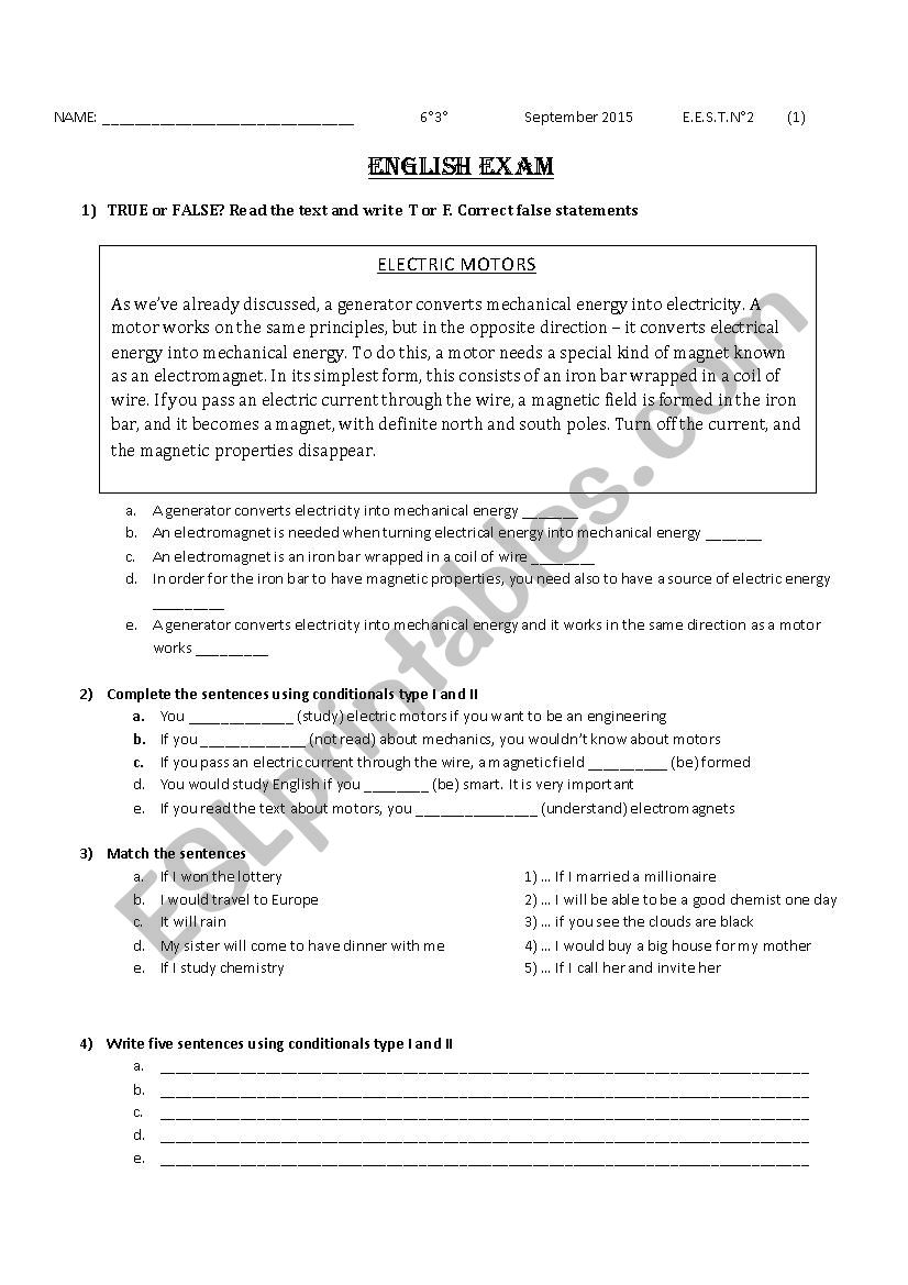 Mechanics Worksheet (1) worksheet