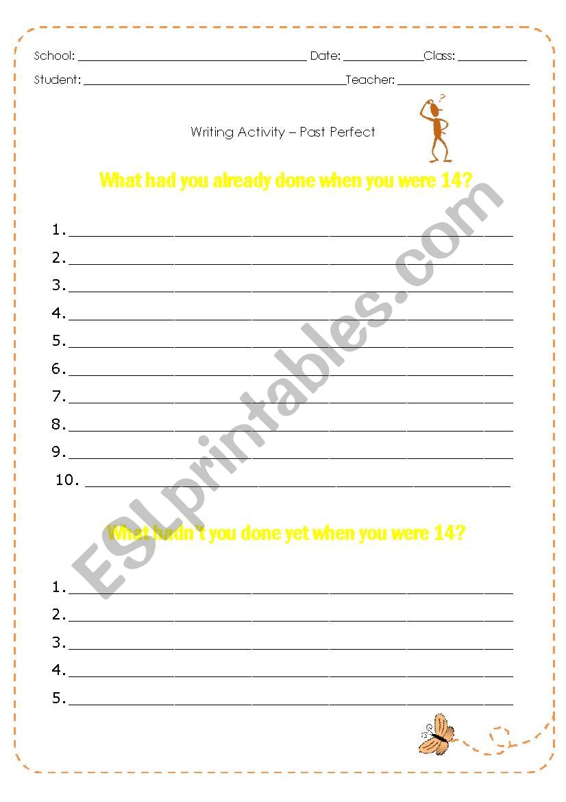 Past Perfect_Writing Activity worksheet
