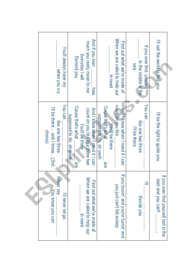 first conditional on song worksheet