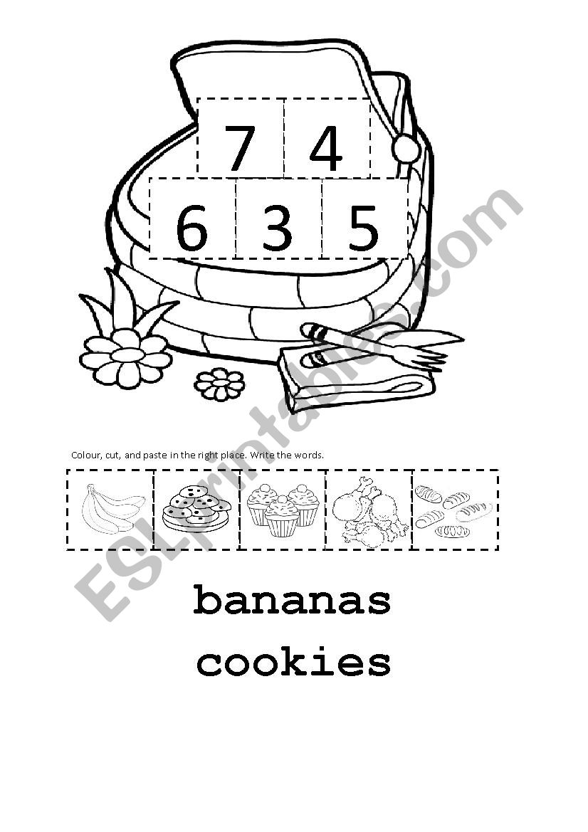 Food Cut and Paste worksheet