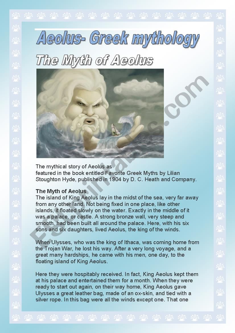 THE STORY OF AEOLUS worksheet