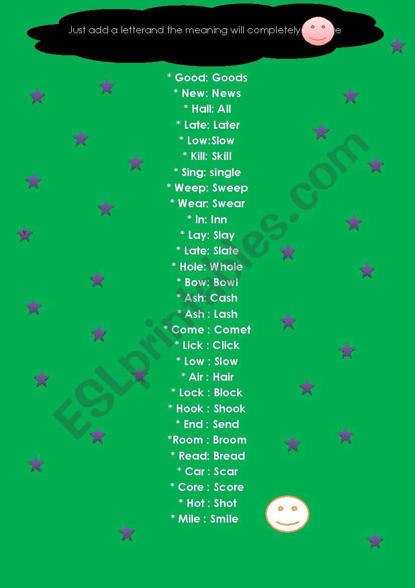 Word Transformation  worksheet