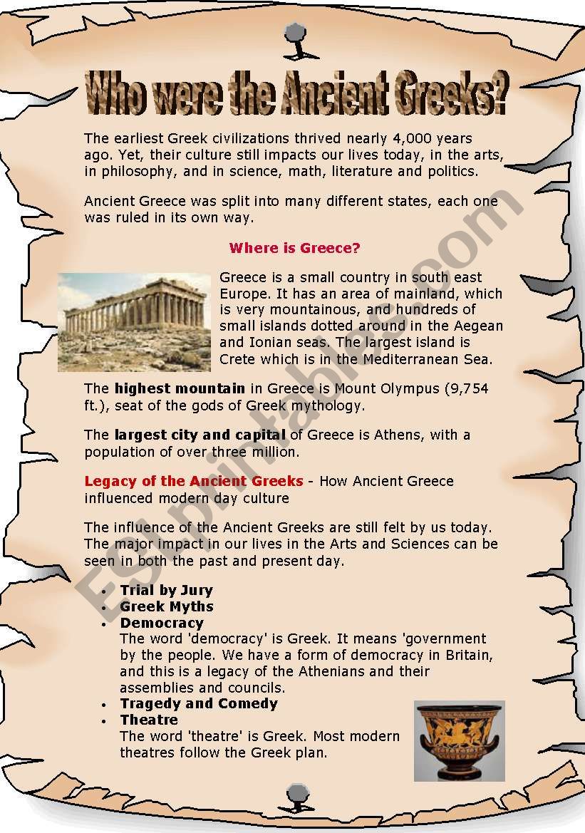 Who were the Ancient Greeks? worksheet