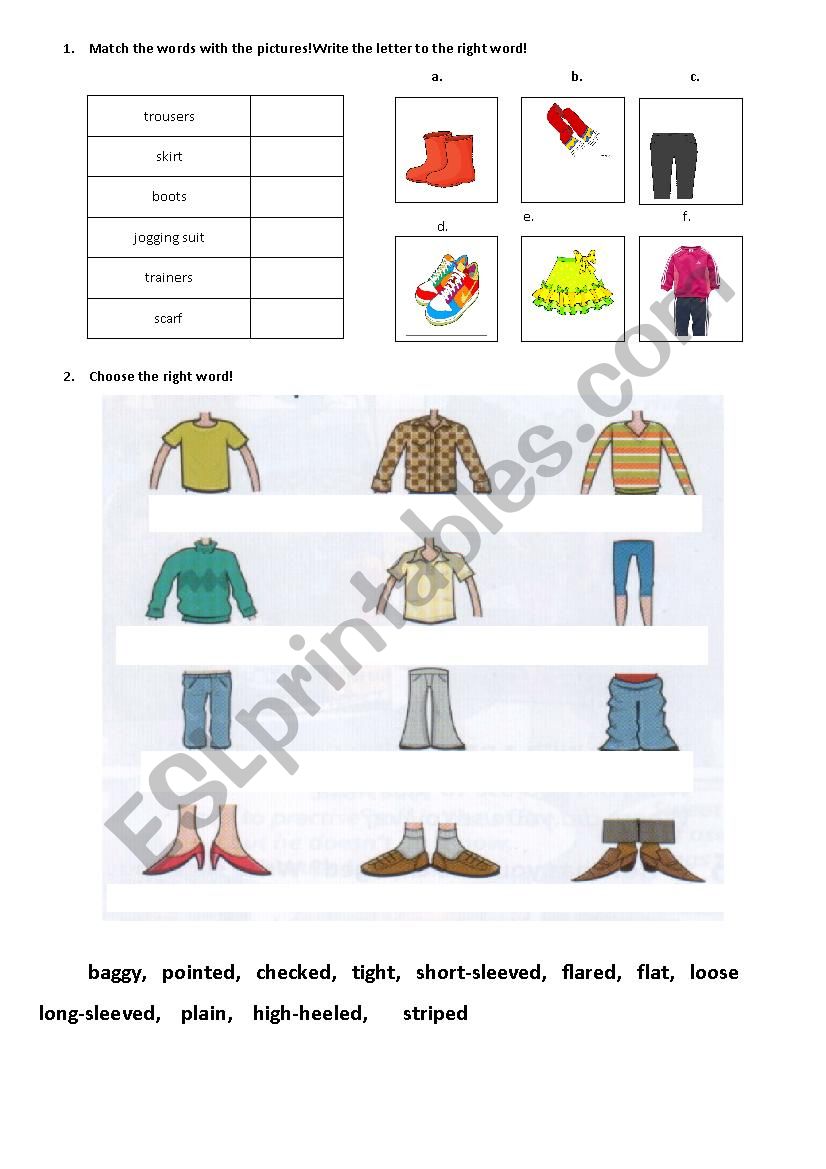 Clothes worksheet