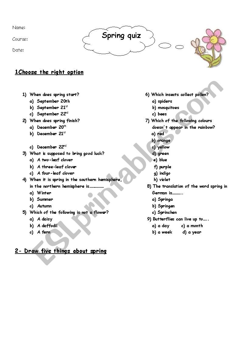 SPRING  TIME worksheet