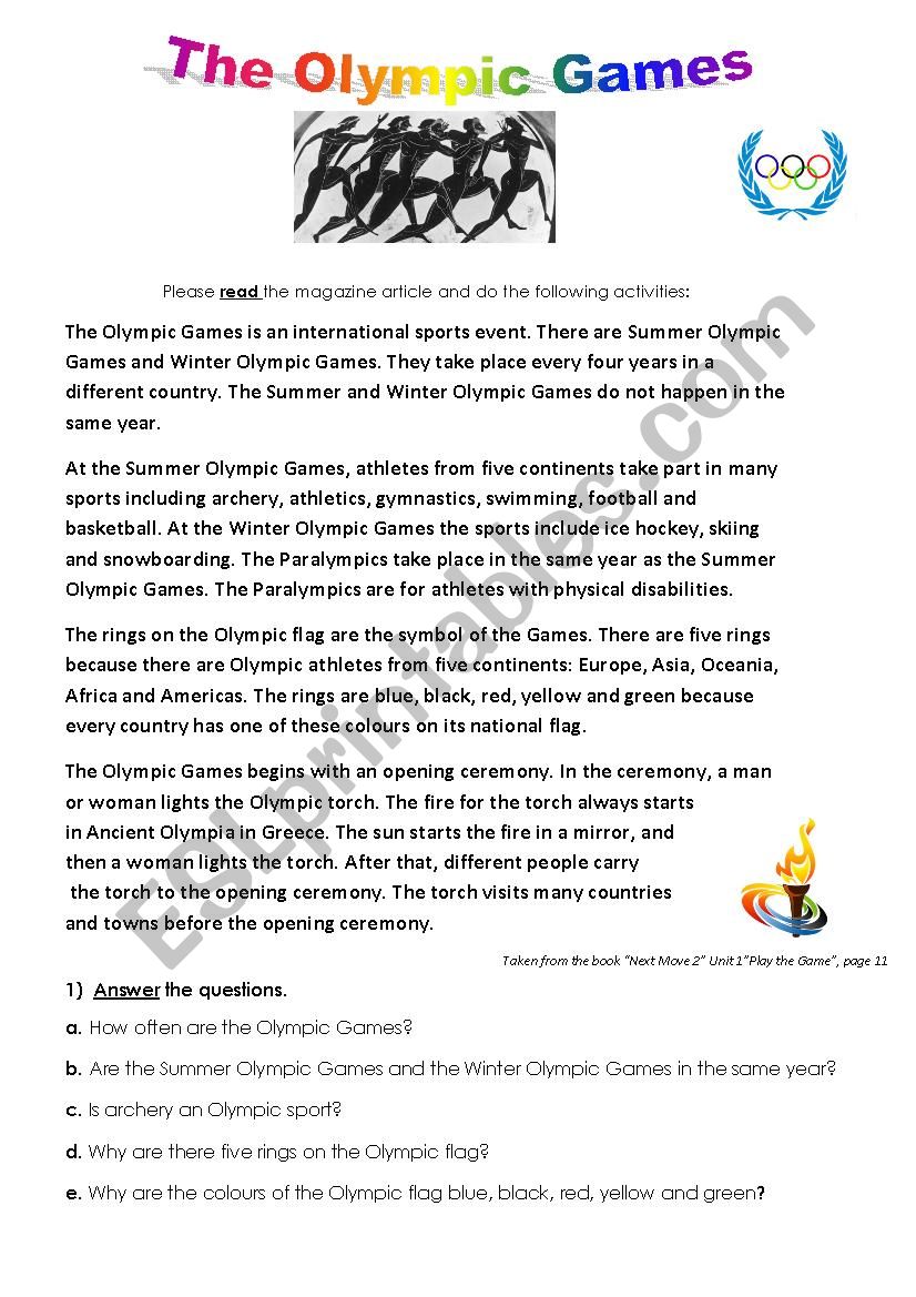 The Olympic Games worksheet